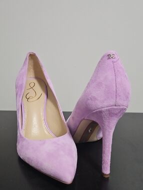 Sam Edelman Lilac Suede Pointed-Toe High Heels
